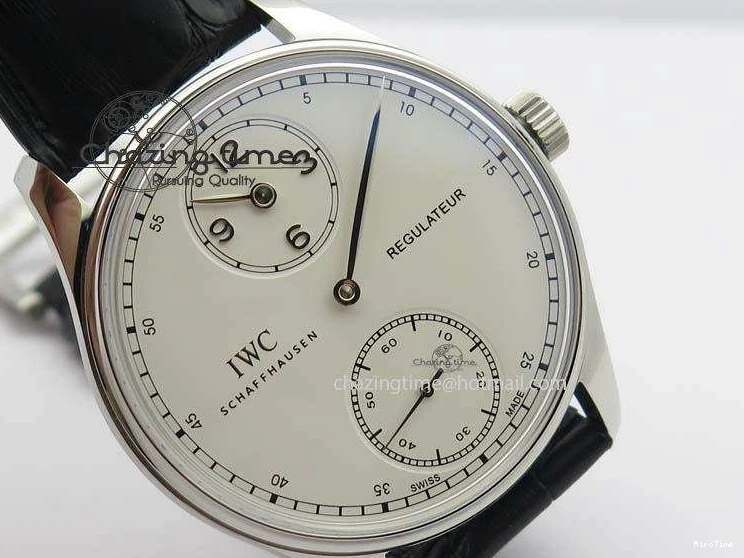 MIROTIME 1230 Effortless Portuguese IW544404 SS White Dial On Black Leather Strap A 7257